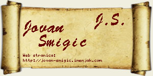 Jovan Šmigić vizit kartica